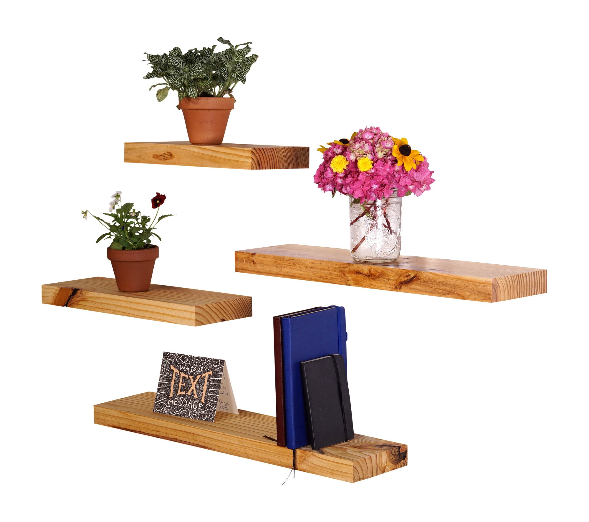 Clean Edge Pine Floating Shelves (Set of 4)