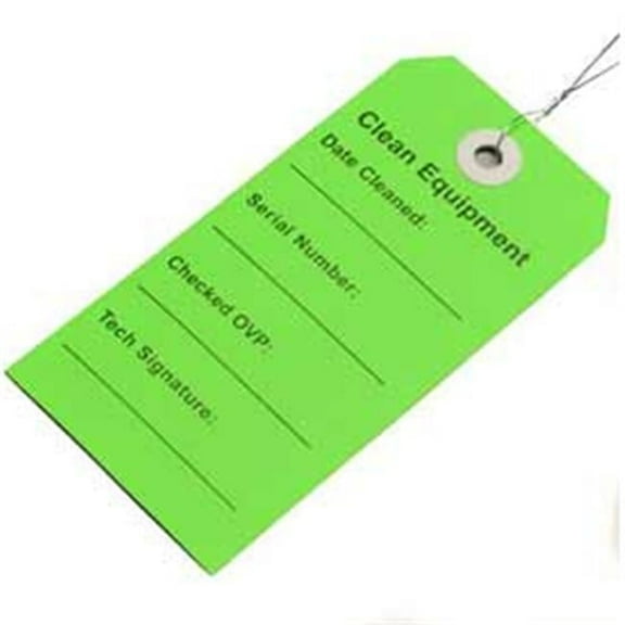 Clean Equipment Tag, Green, 2.31 x 4.75 in. - Pack of 500
