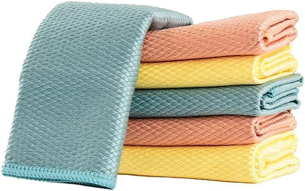 Clean Fish Scale Microfiber Glass Cleaning Cloths Streak For Window Car