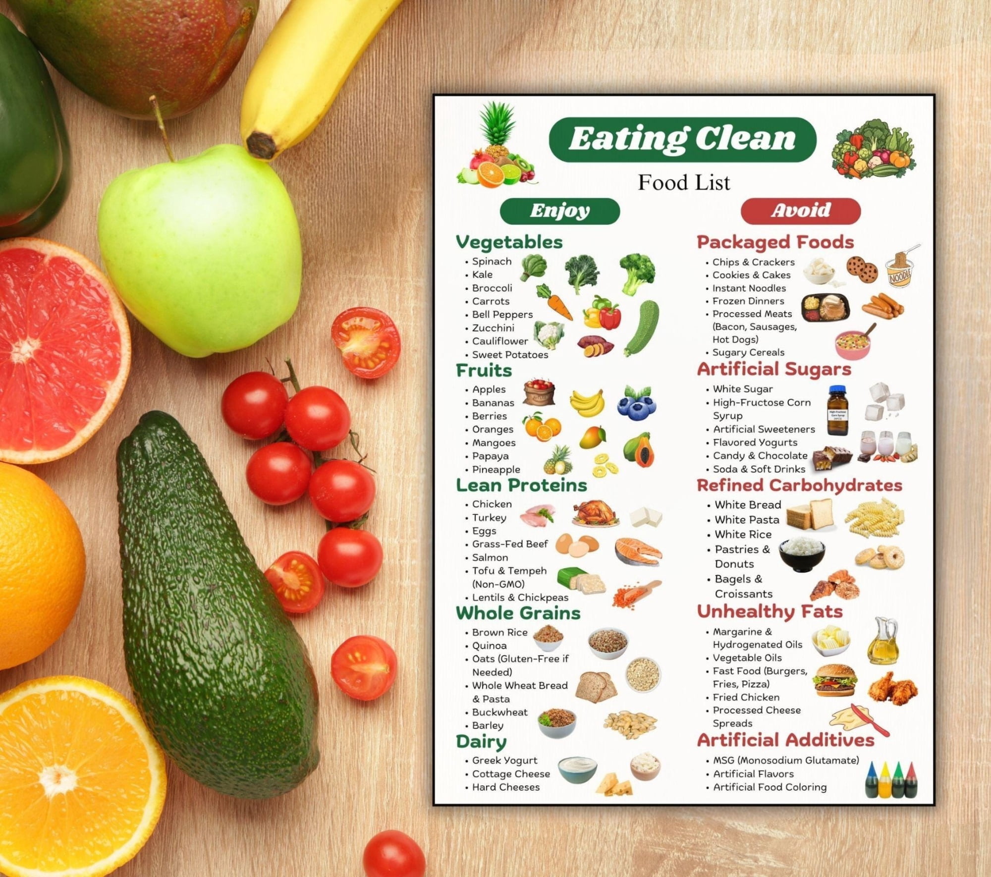 Clean Food List, Clean Food List Poster, Beginner's Clean Food Poster ...