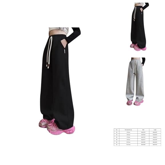 Clean Girl Clothes Solid Color Sweatpants Girls' Sweatpants Children's Casual Loose Straight Pants Wide Leg Pants