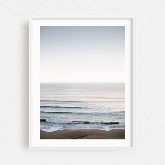Clean & Glassy - Ericeira Lisbon Portugal Photography Ocean Waves Beach Seascape Minimalist Coastal Nature White Framed Wall Art Print 18 x 24 inches