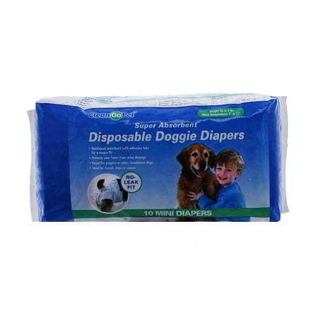 Clean Go Pet Disposable Leakproof Dog Diapers, Mini