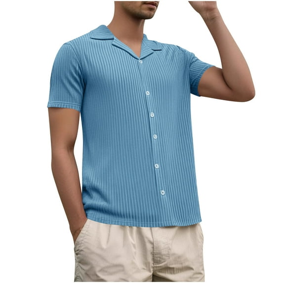 Golf T-Shirts for Mens Plain Basic Tee Shirts Knitted Stripe Tops Ultra Soft Quick Dry Tunic Blouses Collared Short Sleeve Shirts Front Button Tees Shirts Workout Running Gym Blouse 2026 Fashion