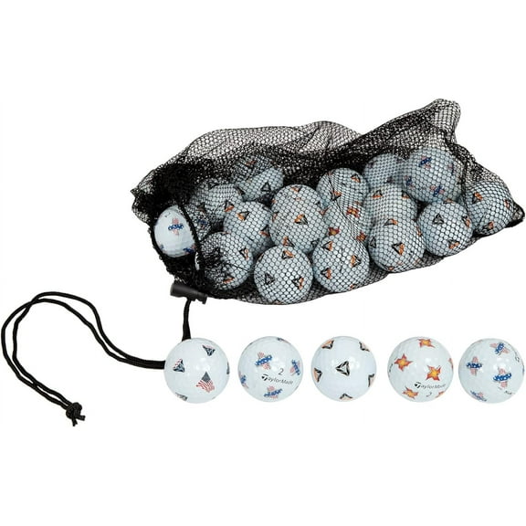 Clean Green Golf Balls Pack Recycled Taylormade Pix Tp5, Tp5x USA Bulk Mix - AAA (3A) Good Condition Graded Ball - Includes Mesh Carrying Bag 24 Pack