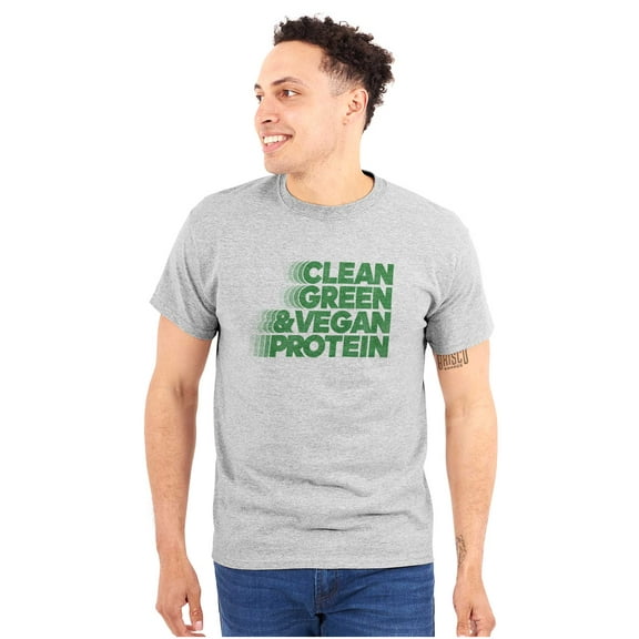 Clean Green Vegan Protein Healthy Plus Size Crewneck Graphic Tee Shirt Brisco Brands 2X