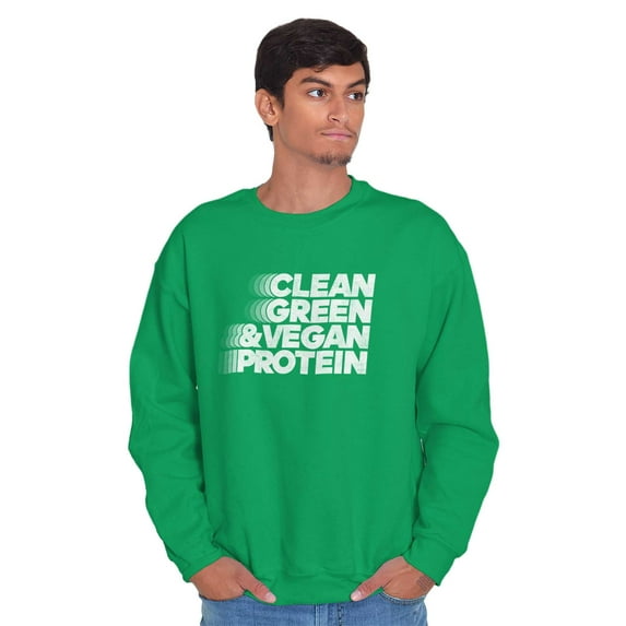 Clean Green Vegan Protein Healthy Unisex Plus Fleece Graphic Sweatshirt Brisco Brands 2X