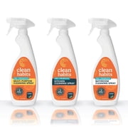 Clean Habits Probiotic Cleaning Sprays Variety 3 Pack Multi-Purpose, Kitchen and Bathroom Cleaners