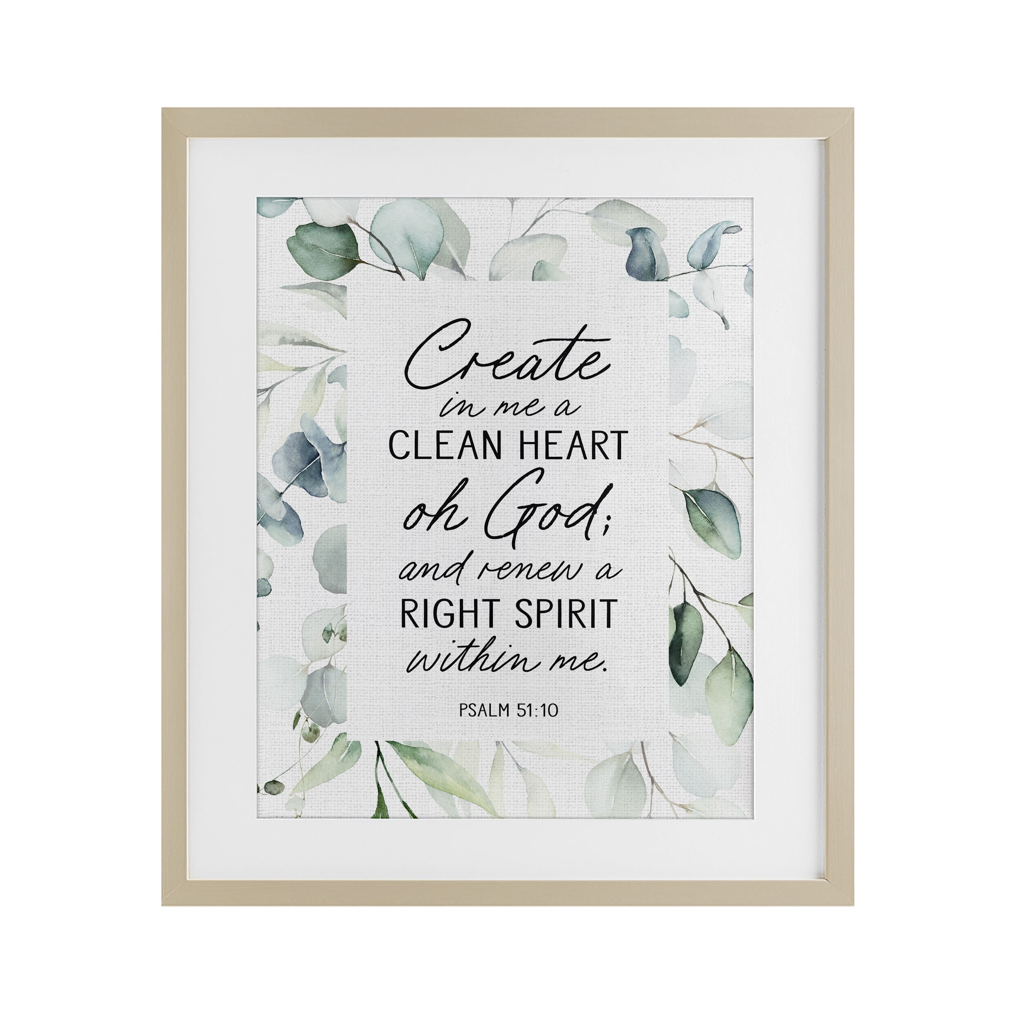 Clean Heart & Right Spirit Birch Framed Print Under Glass, design by Lettered and Lined