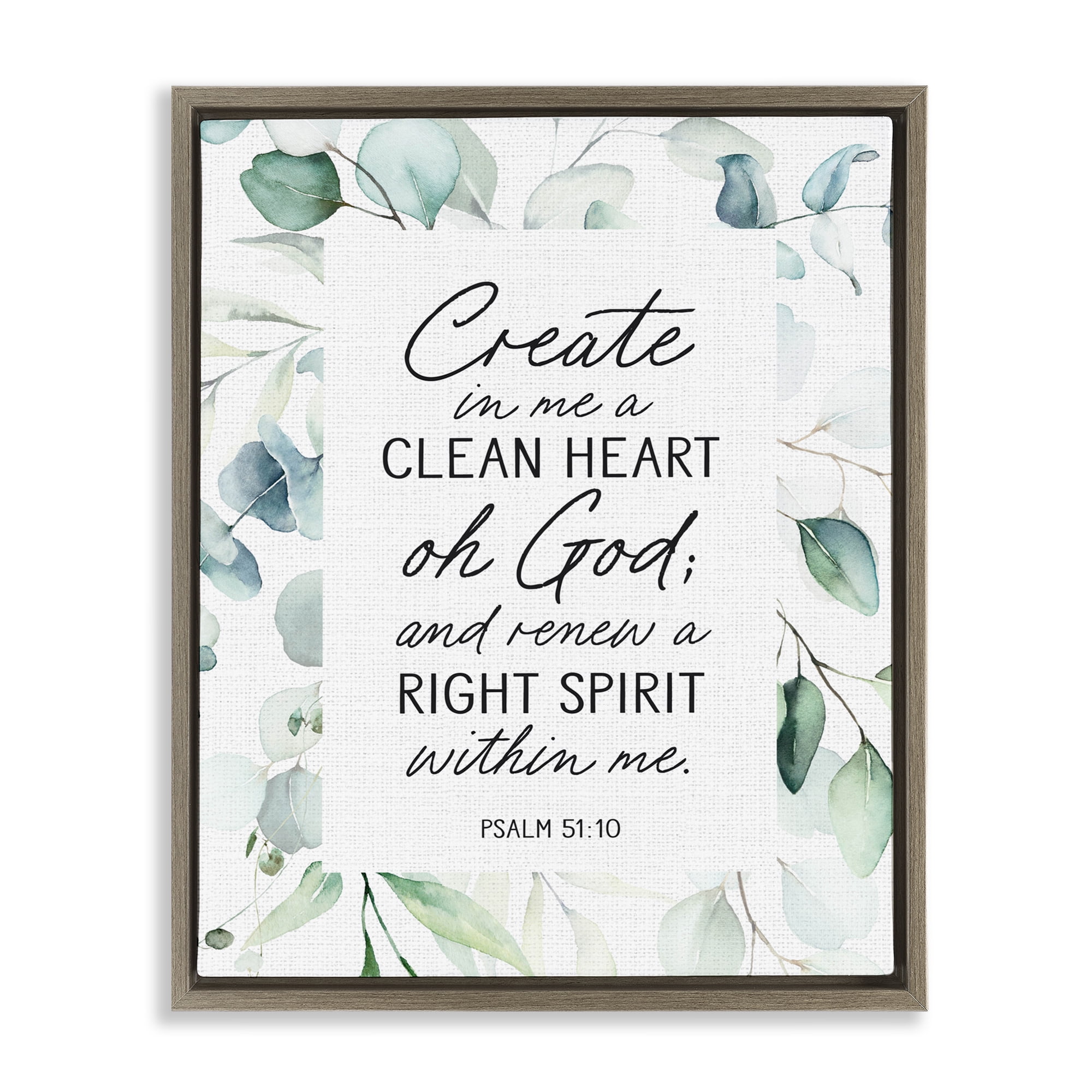 Clean Heart & Right Spirit Brown Framed Floater Canvas Wall Art, design by Lettered and Lined