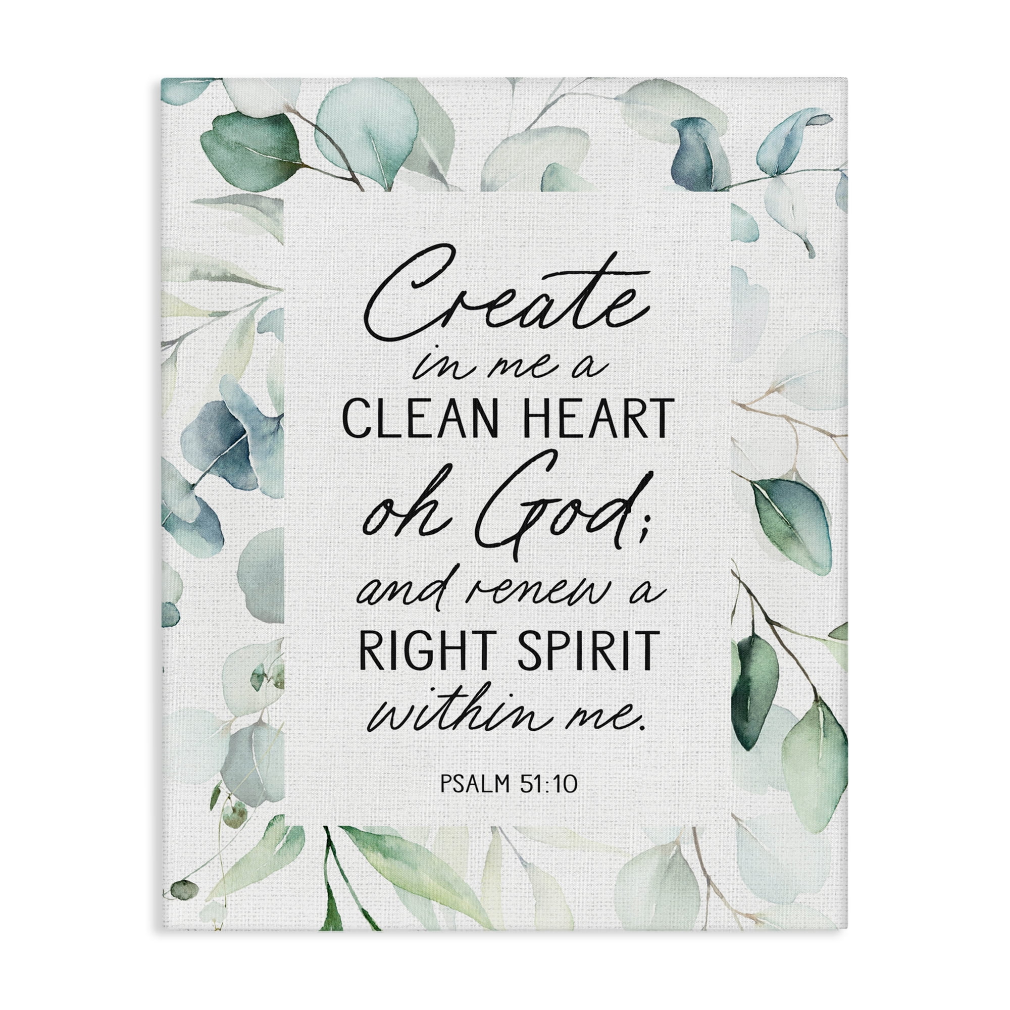 Clean Heart & Right Spirit Canvas Wall Art, design by Lettered and Lined