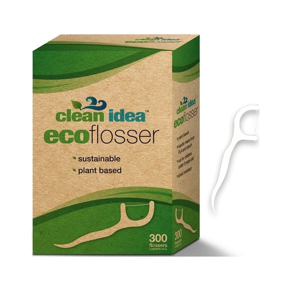 Clean Idea Eco Flosser 300count Floss Picks | Biodegradable Handle | Ultra Floss | Natural Dental Floss Picks