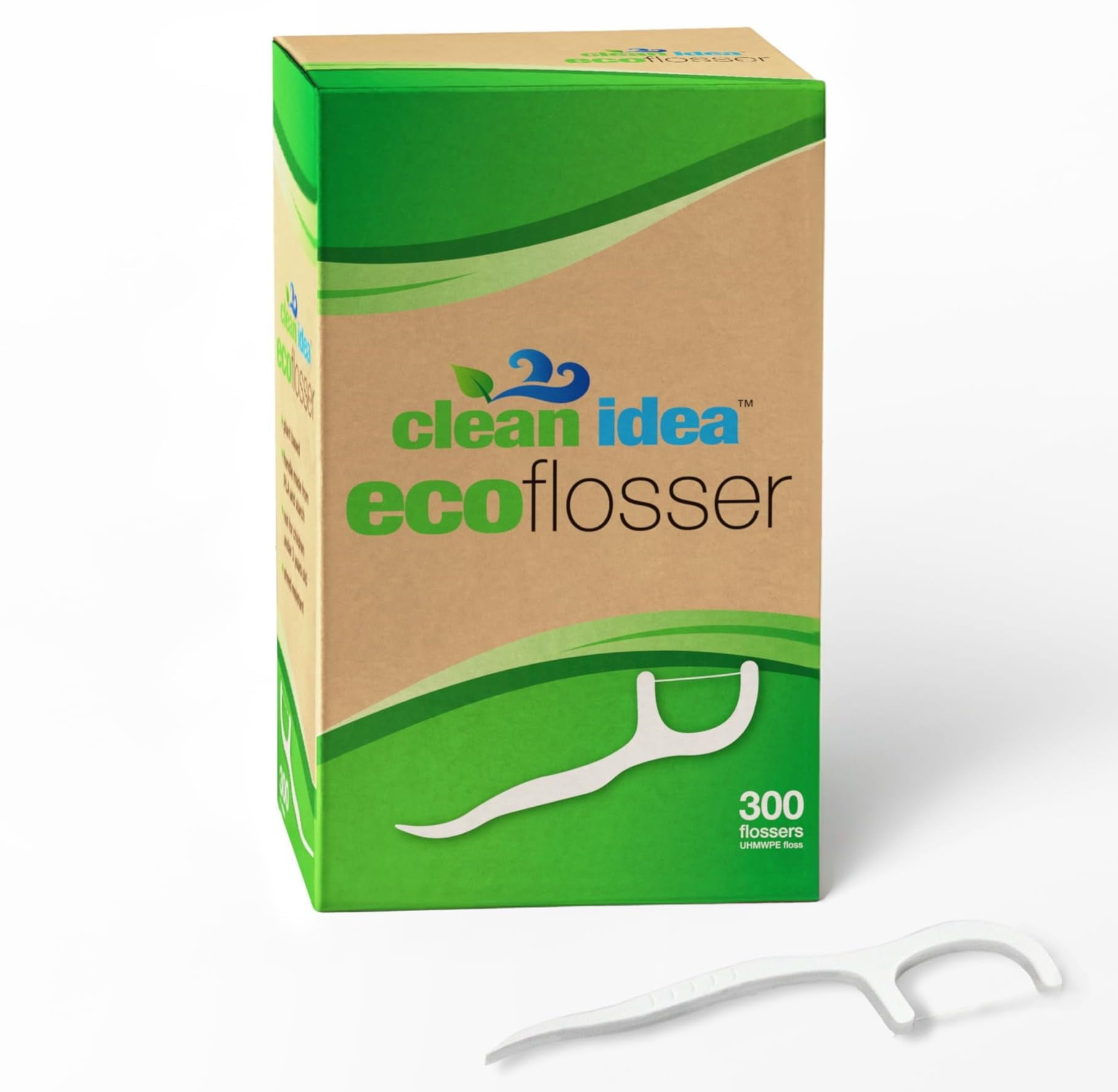 Clean Idea EcoFlossers 300ct, TSF6Eco Friendly Flossers for Adults & Kids, Everyday Dental Floss Picks, Easy on Gums Floss Picks for Teeth, Tooth Flossers