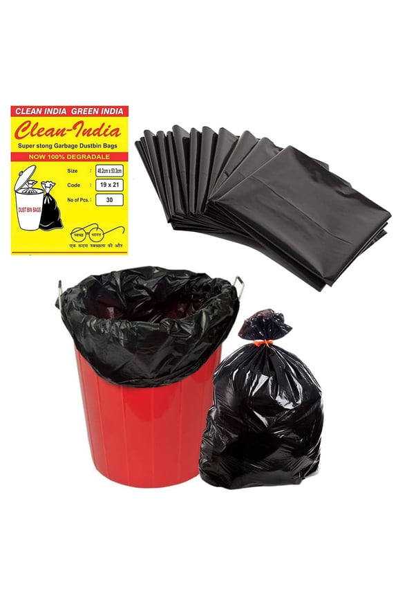 Garbage Bags Medium For Home 90 Pcs, Dustbin Bags, Recyclable Garbage Bag | Size 19 X 21 Inch (30 Pcs X 3) - Black | Dustbin Covers/Plastic Bag