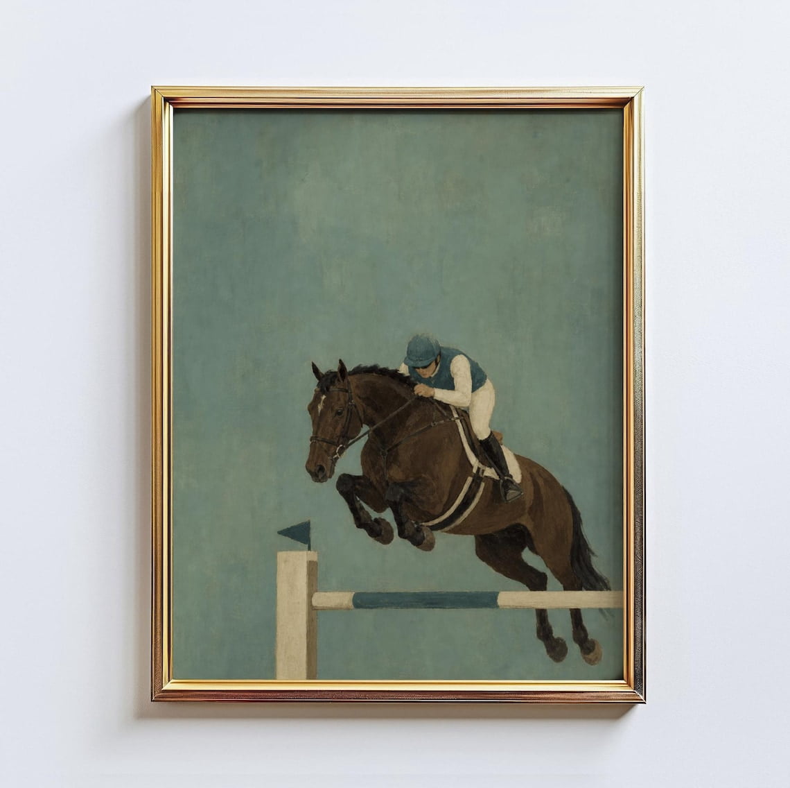 Clean Jump Poster, Equestrian Jumping, Horse Show, Vintage Rider ...