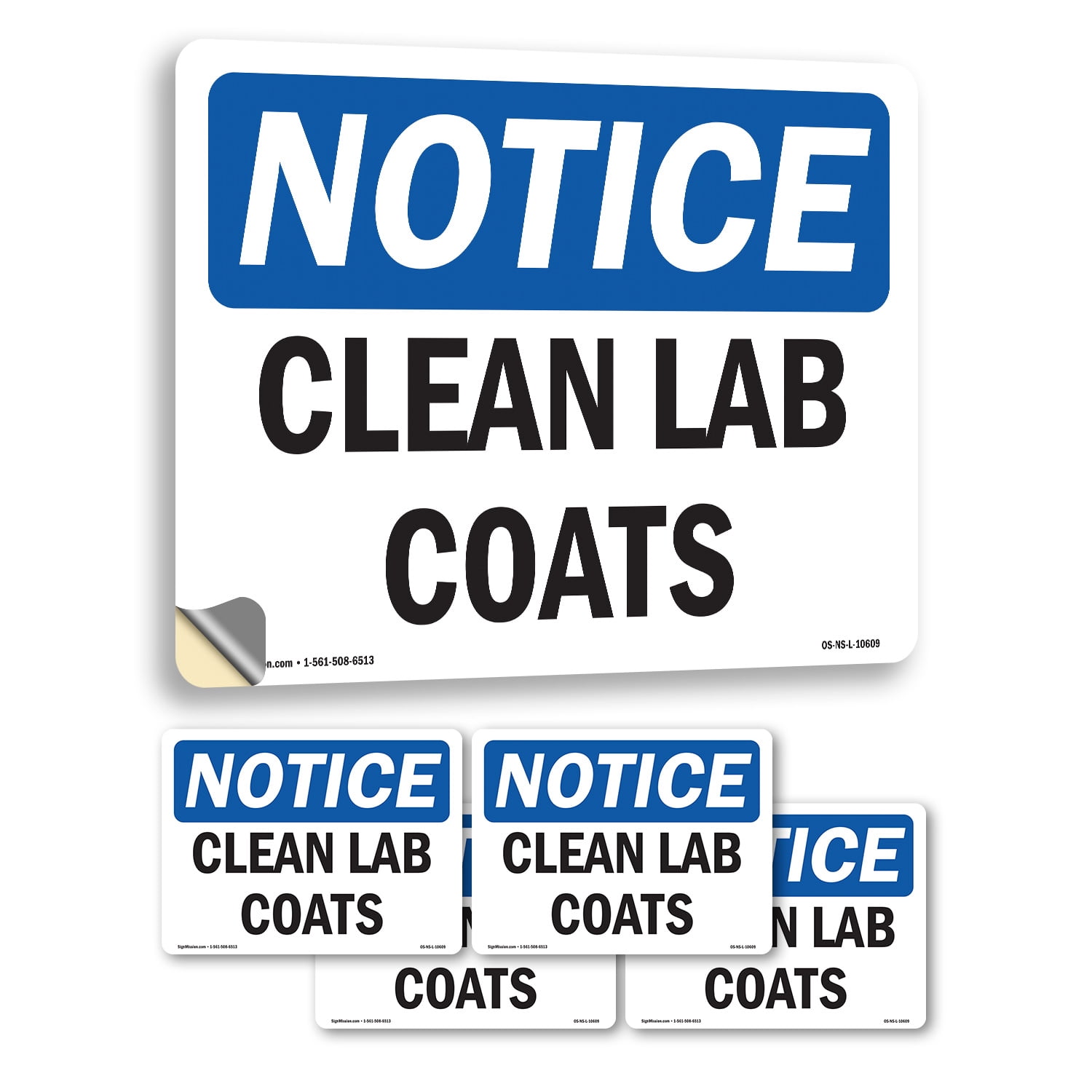 Clean Lab Coats OSHA Notice Vinyl Decal Label 10 Inch x 7 Inch - 5 Pack ...