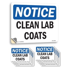 Clean Lab Coats OSHA Notice Vinyl Decal Label 5 Inch x 3.5 Inch - 10 Pack