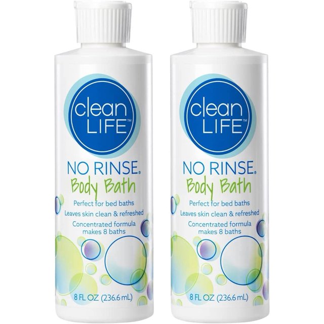 Clean Life No Rinse Body Wash Leaves Skin Clean & Moisturized, OdorFree, 8 oz, 2 Pack