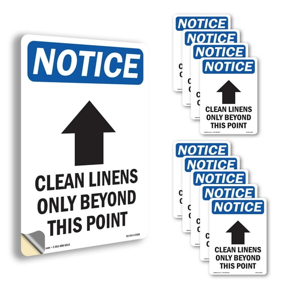 Clean Linens Only With Symbol OSHA Notice Vinyl Decal Label 14 Inch x 10 Inch - 10 Pack