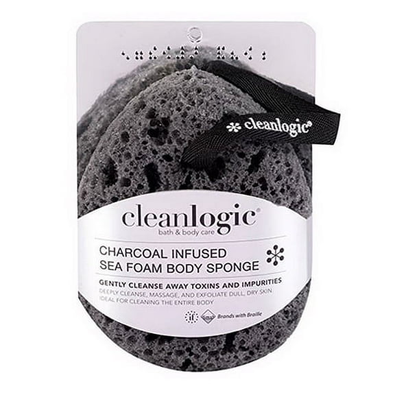 Clean Logic Charcoal Infused Sea Foam Body Sponge, 1 Ea, 3 Pack