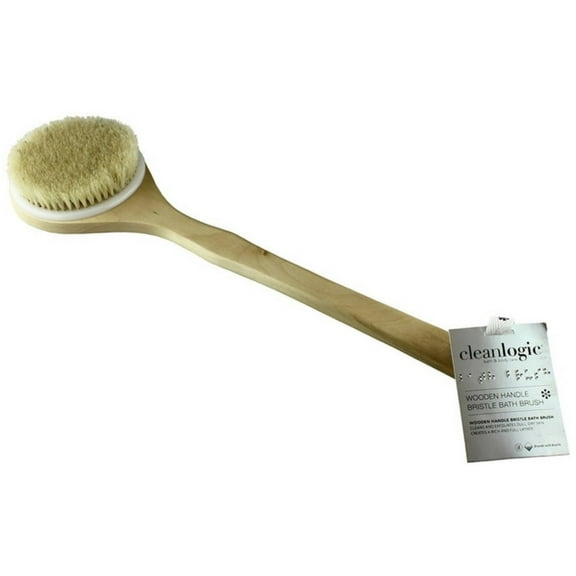 Clean Logic Wooden Handle Bristle Bath Brush 1 ea