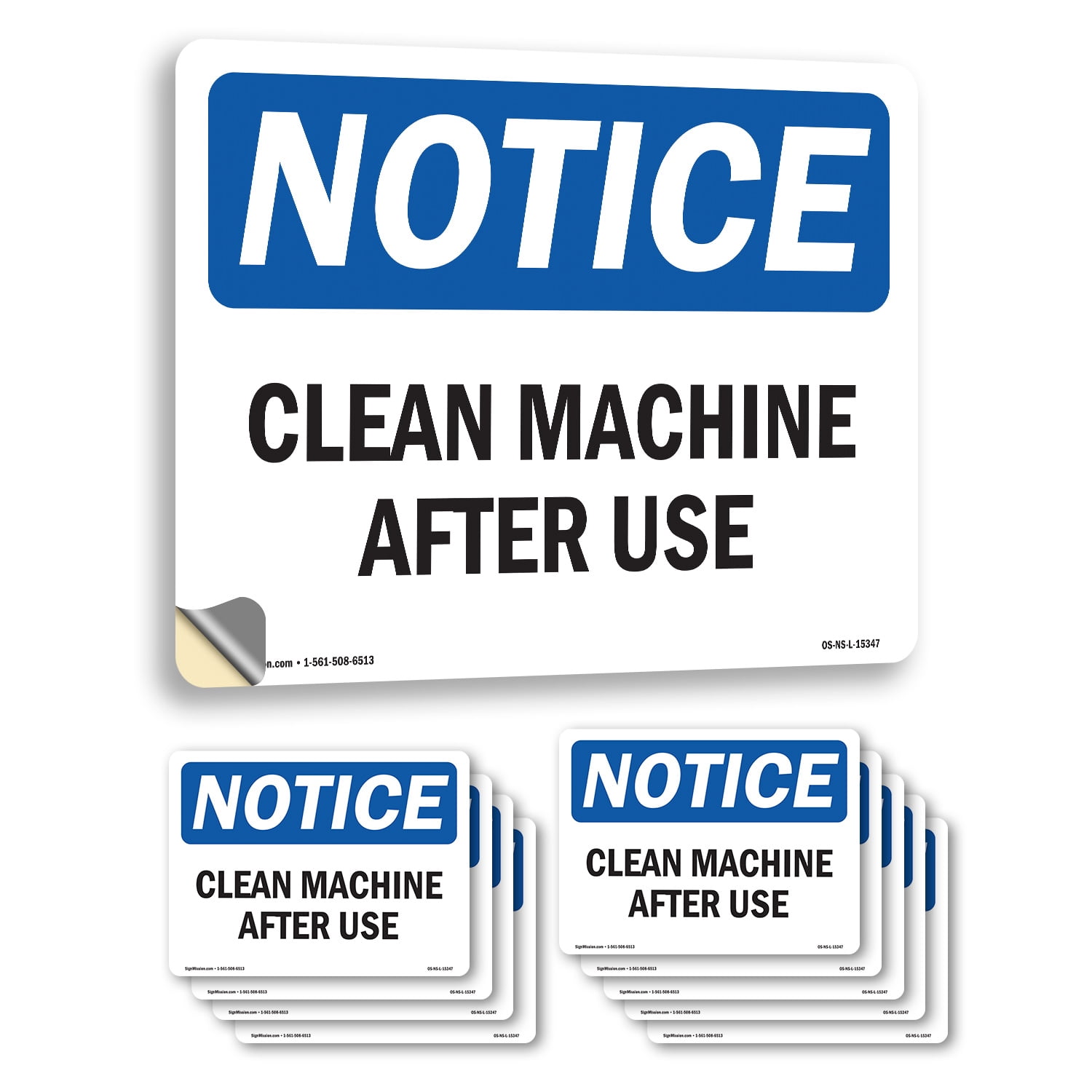 Clean Machine After Use OSHA Notice Vinyl Decal Label 18 Inch x 12 Inch ...