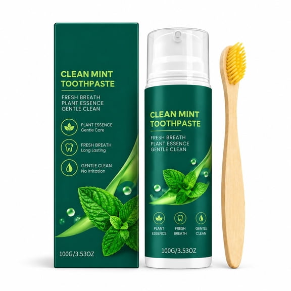 Clean Mint Toothpaste 100g, Plant Essence Oral Care Toothpaste, Gentle Clean for Daily Oral Use, Refreshing Mint Flavor