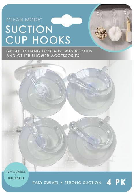 Clean Mode Suction Cup Hooks, 4 Pack, Removable Shower Hooks