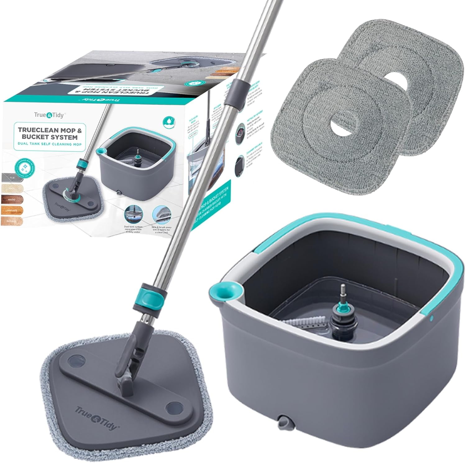 Clean Mop Bucket System Self Wringing Spin Mop with Separate