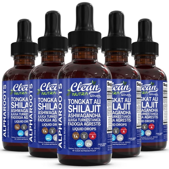 Clean Nutraceuticals Alpha Roots with Tongkat Ali, Shilajit, Ashwagandha, Turkesterone, Fadogia Agrestis Liquid Drops - 2oz (5)
