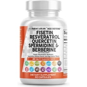 Clean Nutra Fisetin Quercetin Resveratrol Spermidine - Longevity Supplement with NAD Berberine Apigenin | Anti Aging Cellular Health Support Capsules 60 Count