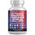 thumbnail image 1 of Clean Nutraceuticals Nattokinase 5000 FU Serrapeptase 120000 SPU Lumbrokinase Enzyme Supplement with Bromelain Papain Papaya Enzymes Rutin Extract Amla Magnesium Vitamin B6 & VIT C Capsules, 1 of 9