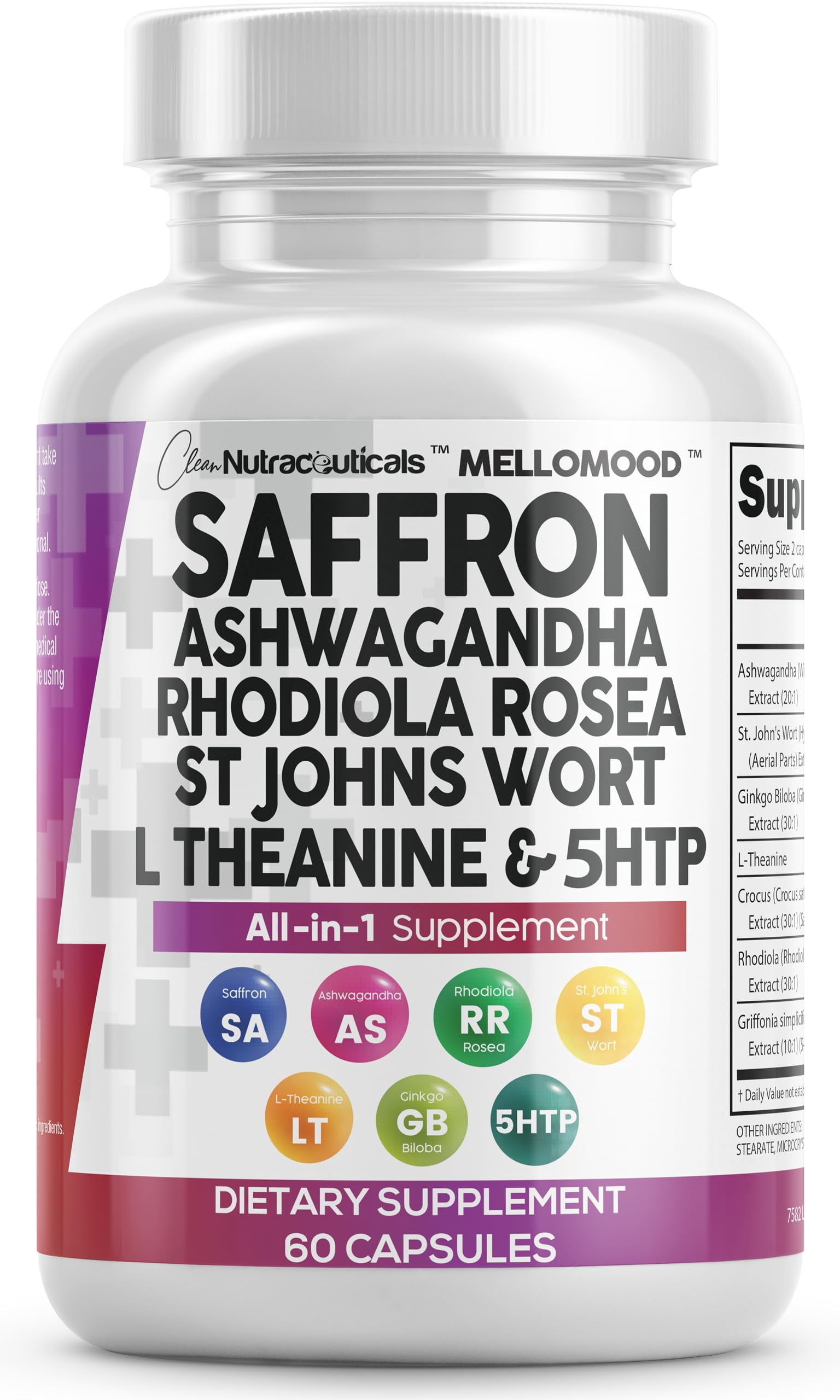 Clean Nutraceuticals Saffron Supplements, Ashwagandha, Rhodiola