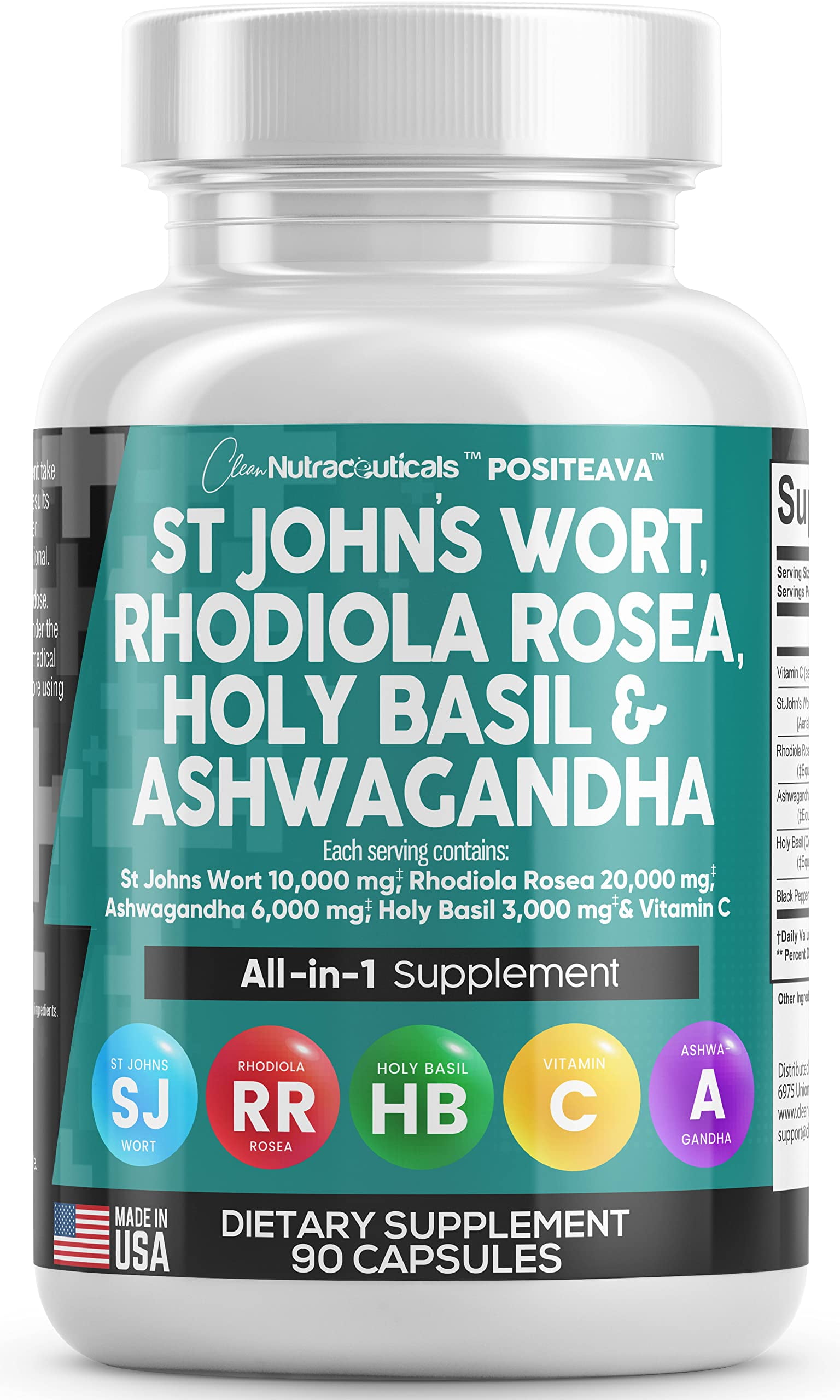 Clean Nutraceuticals St Johns Wort 10000mg Rhodiola Rosea 20000mg Holy