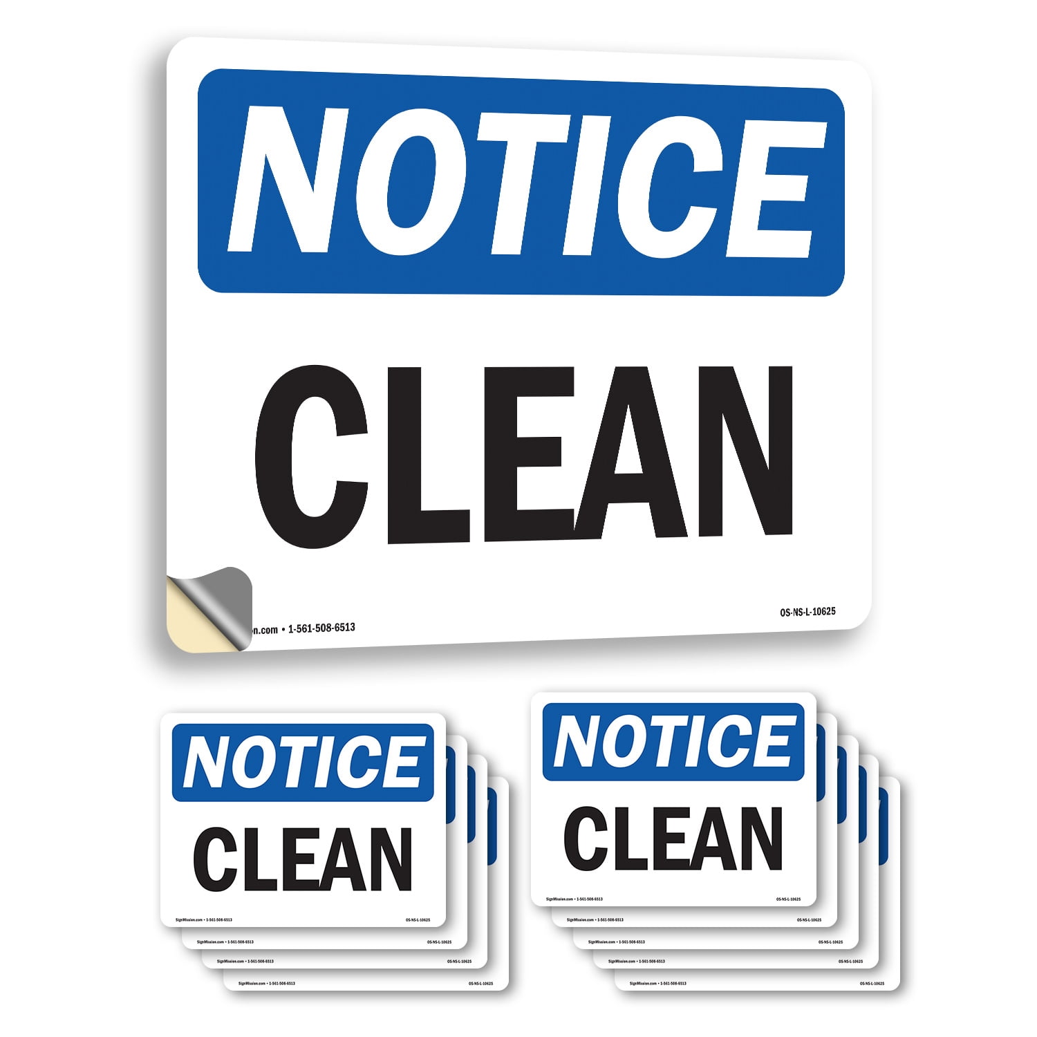 Clean OSHA Notice Vinyl Decal Label 10 Inch x 7 Inch - 10 Pack ...