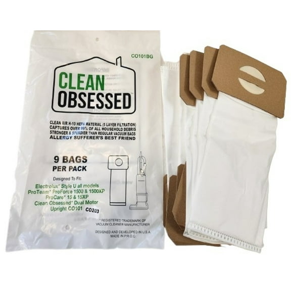 Clean Obsessed CO203 and CO101 HEPA Vacuum Filter Bags 9 Pack CO101BG