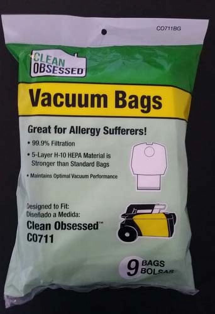 Clean Obsessed CO711 White HEPA Vacuum Bags, 9 Pack