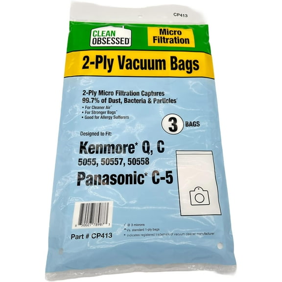 Clean Obsessed Replacement For Kenmore Type C 5055, 50558 Micro Paper Bags, 3/Pk
