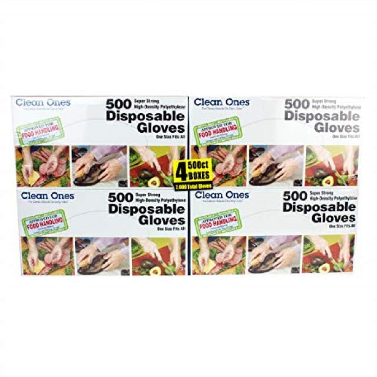 Clean Ones 2000Count Disposable FoodSafe, One Size Poly Gloves, Pack