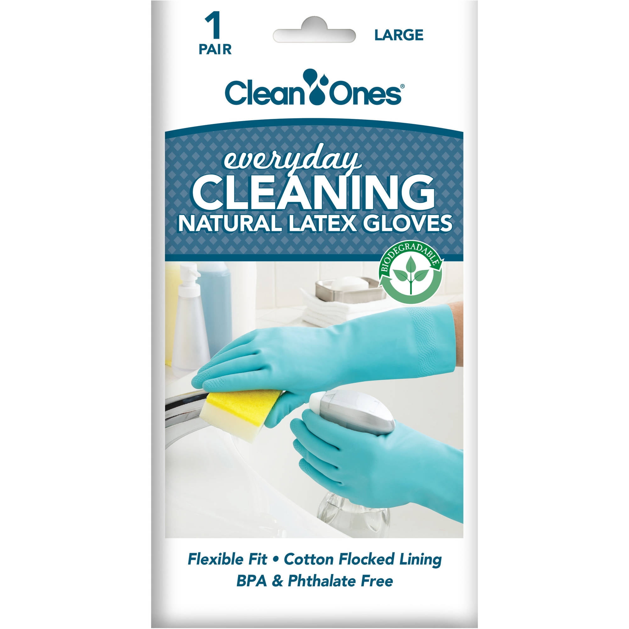 Clean Ones Natural Latex Gloves, Large
