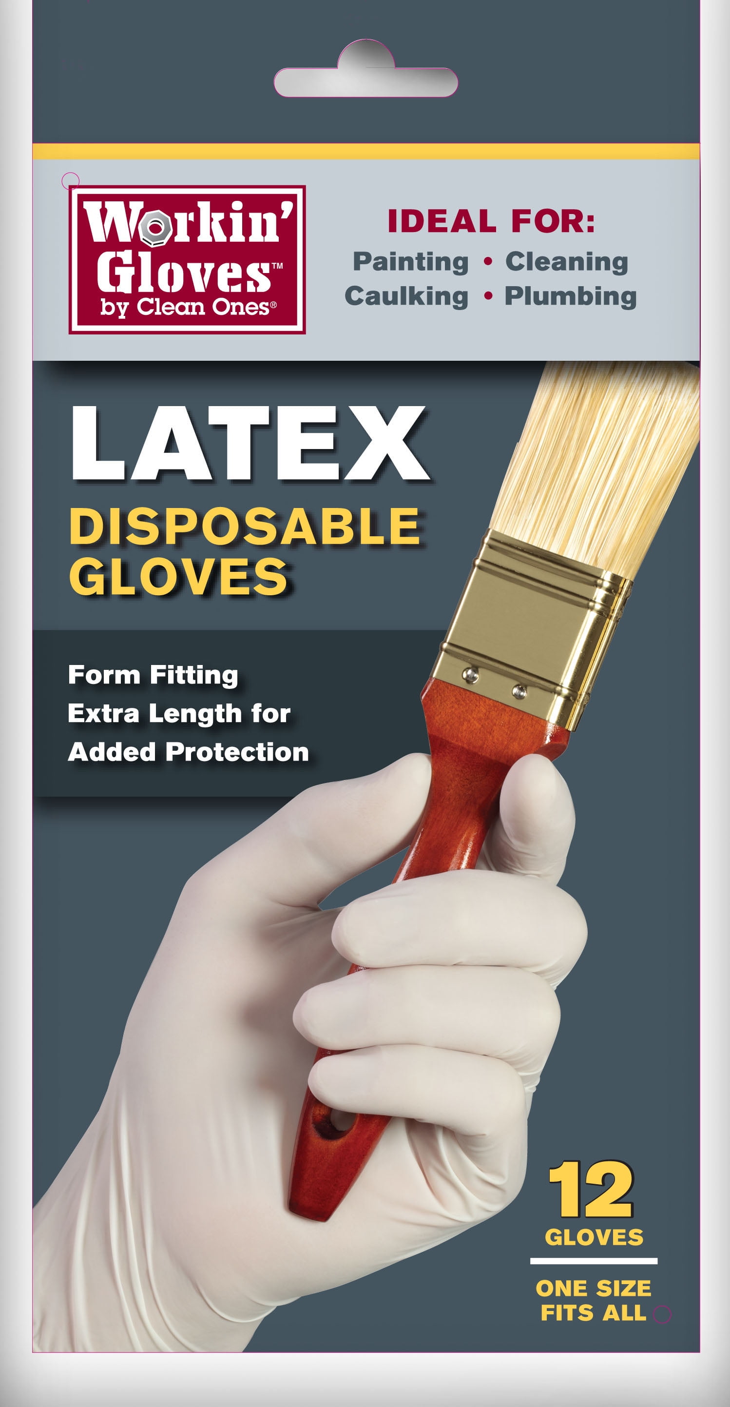 Clean Ones Workin' Performance Series Disposable Latex Gloves, Large