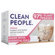 Clean People All Natural Fabric Softener Dryer Sheets - Removes Static Cling - Vegan, Made with Essential Oils - Spring, 120 Pack