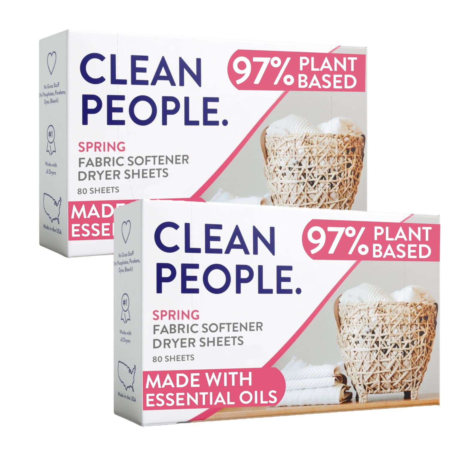 Clean People All Natural Fabric Softener Sheets Dryer Sheets