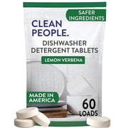 Clean People 100% Plastic-Free Dishwasher Detergent Tablets, 60ct, Lemon Verbena