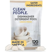 Clean People Dishwasher Pods - Cuts Grease & Rinses Sparkling Clean - Residue-Free - Phosphate Free - Lemon, 120 Pack