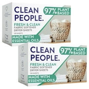 The Clean People Fabric Softener Sheets - Dryer Sheets - Softens & Removes Static Cling - Vegan Laundry Softener With Essential Oils - Fresh Scent, 240 Pack