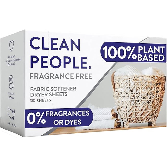Clean People Fragrance Free Fabric Softener Dryer Sheets - Removes ...