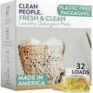 Clean People Laundry Detergent Sheets - Clean Ingredients, No Plastic Jug - Fragrance Free, 32 Pack