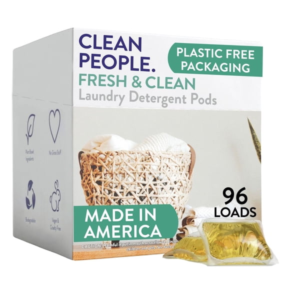 Clean People Laundry Detergent Pods - Clean Ingredients, Ultra-Concentrated - Fresh Scent, 96 Pack