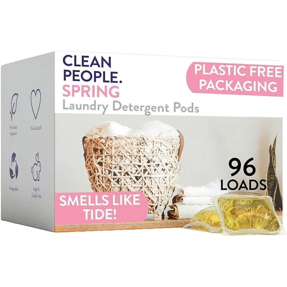 Clean People Laundry Detergent Pods - Clean Ingredients, Ultra-Concentrated - Spring Scent, 96 Loads